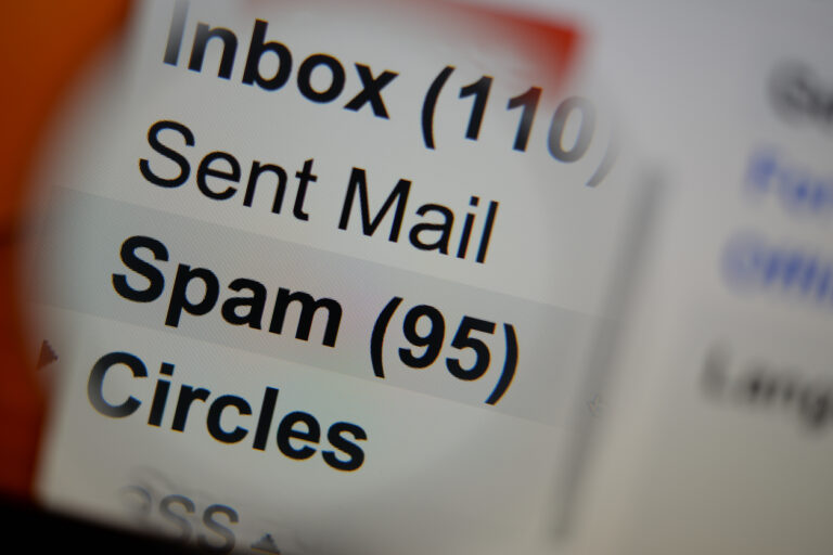 screen showing spam emails