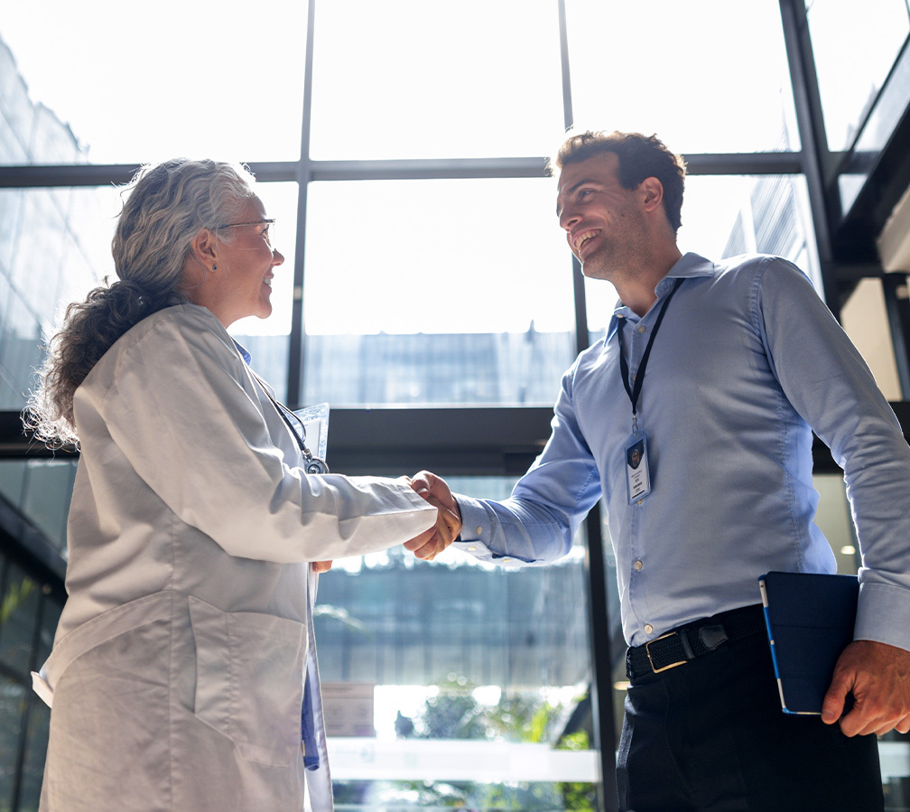 provider shaking hands